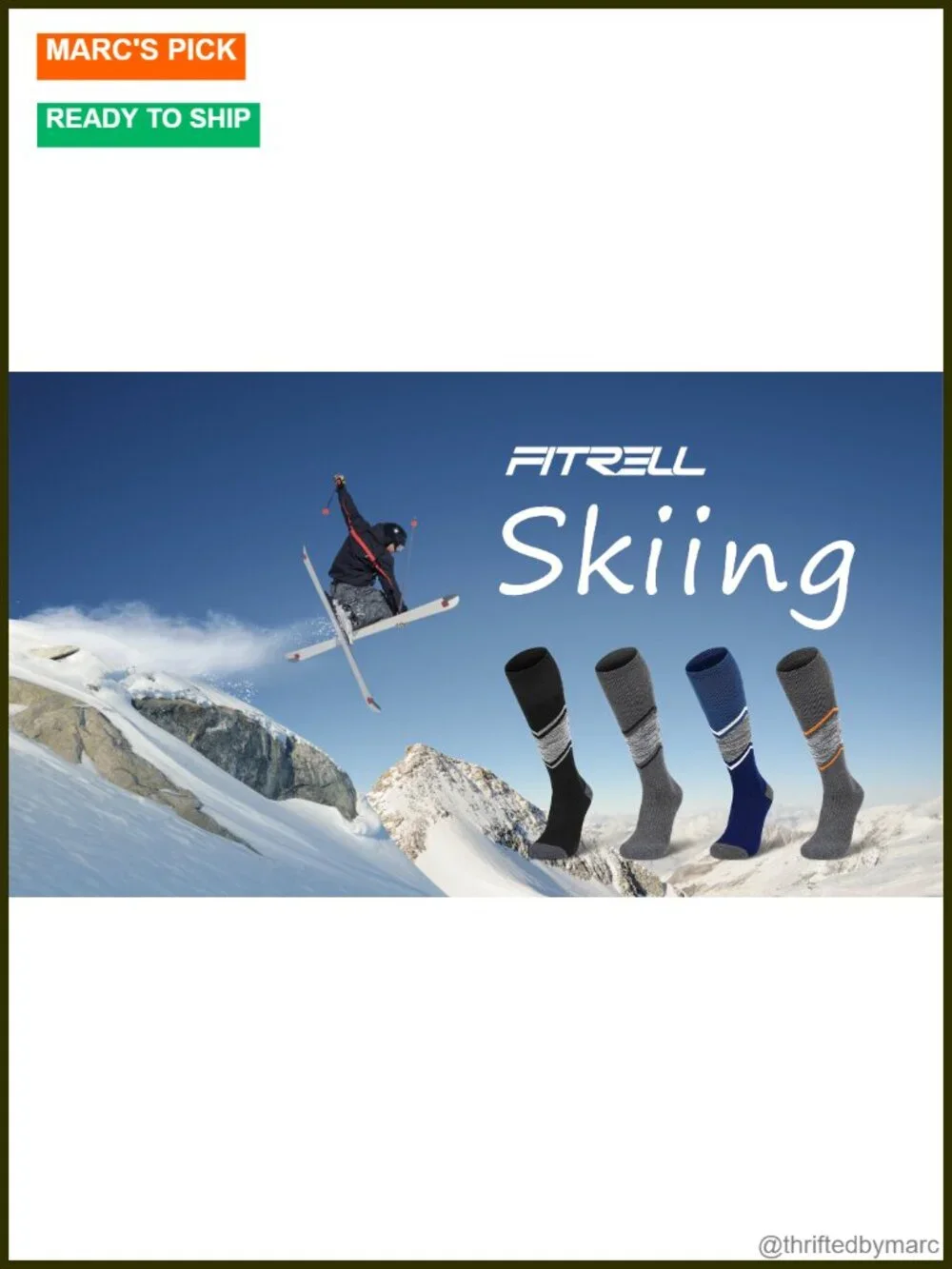 Merino Wool Ski Socks for Snowboarding, Full Cushioned Knee-High Thermal Socks